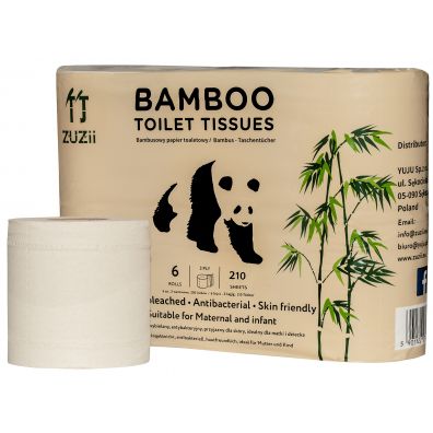 ZUZii Bambusowy papier toaletowy 3-warstwowy 6 szt.