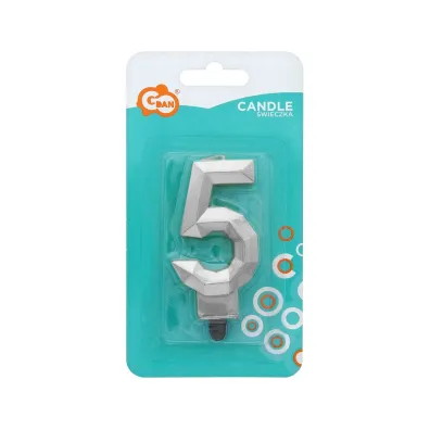 Godan �wieczka Cyfra 5 - Diament metalik 7.6cm