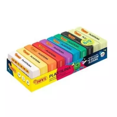Jovi Plastelina Box 8 kolor�w  + 2 �wiec�ce w ciemno�ci po 50 g