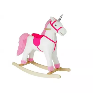 Jednoroec na biegunach biay dwik ruchomy 74cm Leantoys
