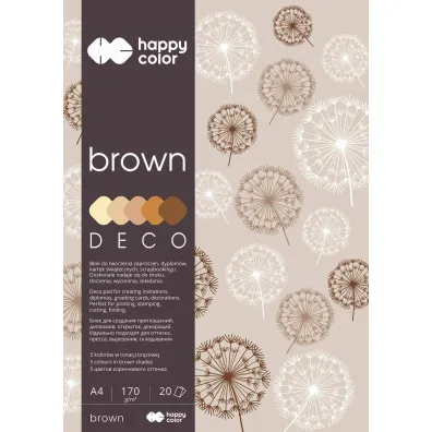 Happy Color, Blok Hobby Deco Brown 170 g/m2, A4/20 ark., 5 kolor�w