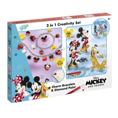 Zestaw kreatywny 2w1 bransoletki z charmsami i diamentowa mozaika Disney Mickey Totum
