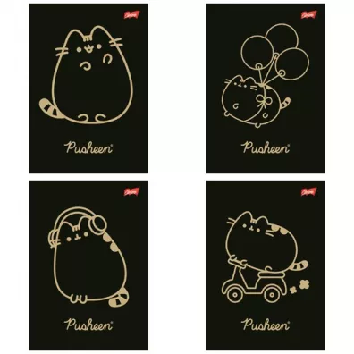 St. Majewski Zeszyt A5 Pusheen Gold mix kratka 60 kartek
