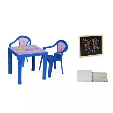 Stolik i dwa krzes�a + tablica niebieski 3Toysm