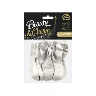 Godan Balony metaliczne Beauty&Charm biae 30cm