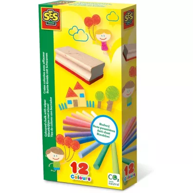 Ses Creative Kreda kolorowa niepyl�ca z g�bk� 12 szt.