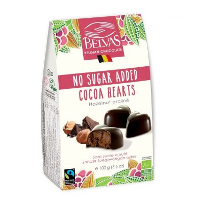 Belvas Belgijskie czekoladki serca bez dodatku cukrw bezglutenowe 100 g Bio