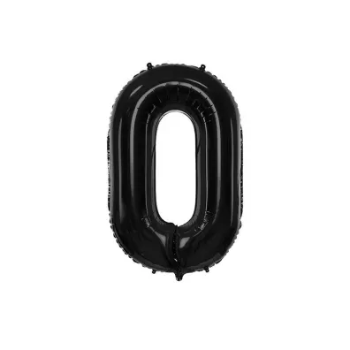 PartyDeco Balon foliowy 0 czarny 86cm