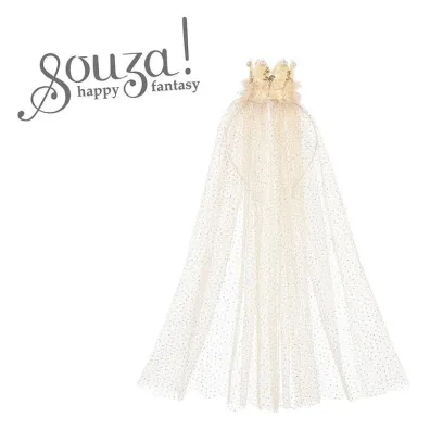 Souza! Opaska tiara z tiulowym welonem i z�ot� mini-koron� Chava