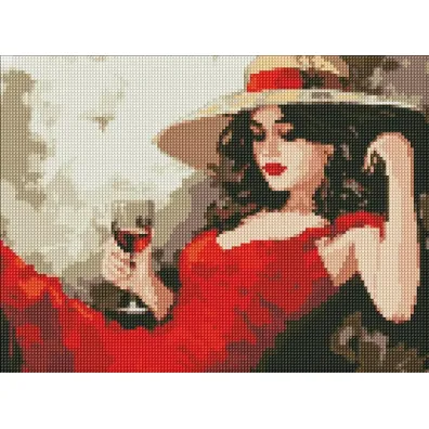 Ideyka Diamentowa mozaika - Dziewczyna w kapeluszu 30x40cm
