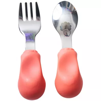 Nana`s Manners Etap 2, Sztu�ce do samodzielnego jedzenia, widelec i �y�ka, r�owe, 1-3 lat