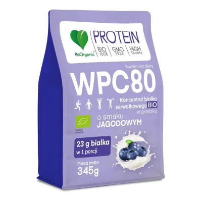 Be Organic Bia�ko serwatkowe o smaku jagodowym (koncentrat wpc 80) suplement diety 345 g Bio