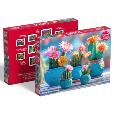 Puzzle 1000 el. Bloomy Cactus Fireworks CherryPazzi