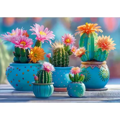Puzzle 1000 el. Bloomy Cactus Fireworks CherryPazzi