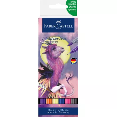 Faber-Castell Pisak akwarelowy goldfaber aqua dwustronny zestaw fantasy 6 szt.