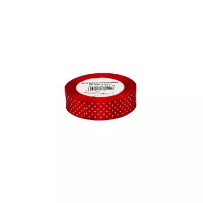 Wst��ka satynowa w kropki czerwona 25mm x 22m