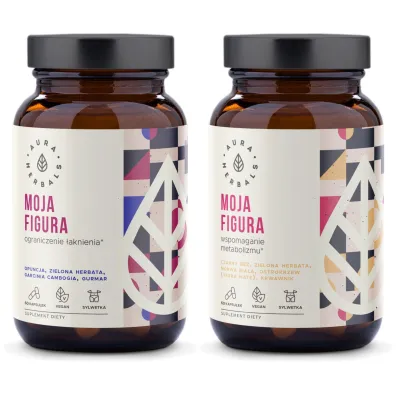 Aura Herbals Moja Figura - Ograniczenie �aknienia, kapsu�ki + Moja Figura - Wspomaganie Metabolizmu, kapsu�ki Zestaw Suplement diety 2 x 60 kaps.