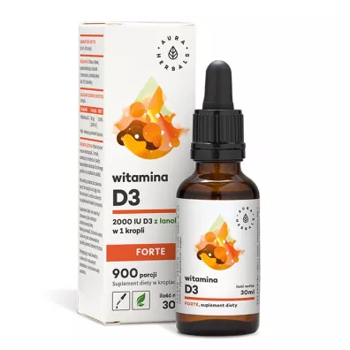 Aura Herbals Witamina D3 Forte. Suplement Diety w Kroplach 30 ml