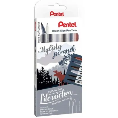 Pentel Zestaw do liternictwa Brush SESW30-ST6MPPL 6 kolor�w