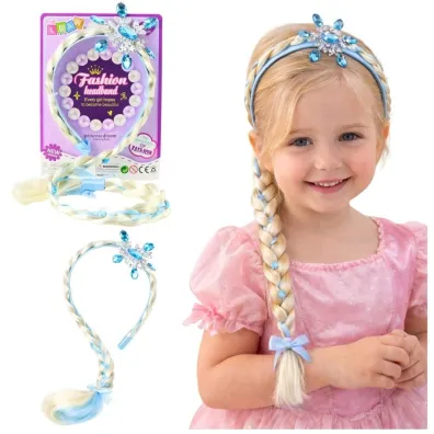 LeanToys Opaska z warkoczem nieb wst��ka �nie�ynka 50cm