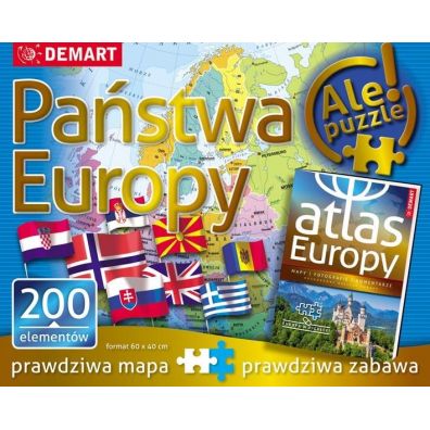 Puzzle 200 el. Pastwa Europy + atlas Demart