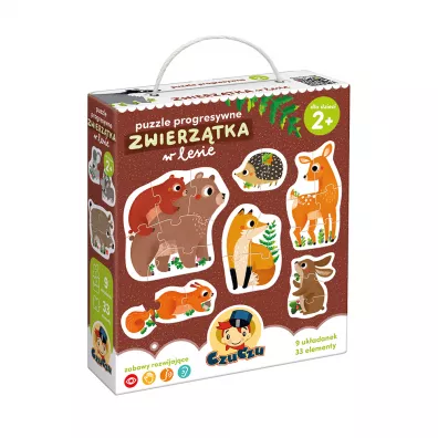 Puzzle progresywne 33 el. Zwierztka w lesie Bright Junior Media