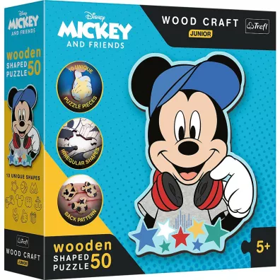 Puzzle drewniane 50 el. W wiecie Mickey Trefl