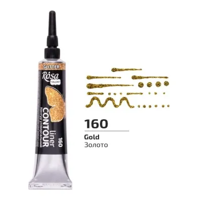 Rosa Farba akrylowa kontur universal brokat gold 20ml