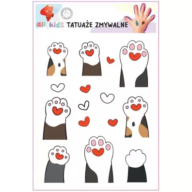 Tatua�e zmywalne dla dzieci Kocie �apki All4Kids