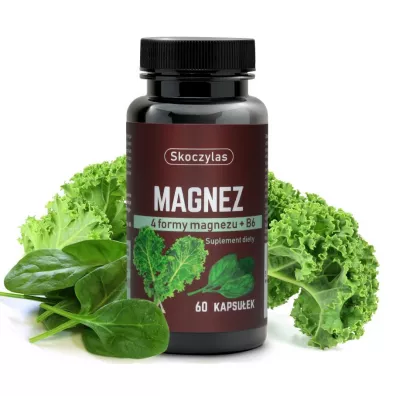 Skoczylas Magnez 4 formy - szpinak, jarmu Suplement diety 60 kaps.