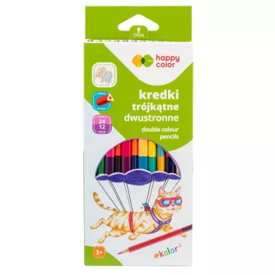 Kredki tr�jk�tne 12szt 24 kolory HAPPY COLOR