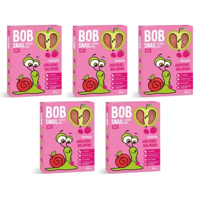 Bob Snail Przek�ska jab�kowo-malinowa z owoc�w bez dodatku cukru Zestaw 5 x 60 g