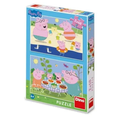 Puzzle 2x48 el. �winka Peppa na wakacjach Dino Toys