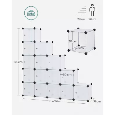 Moduowy rega zestaw 15 pudeek biay