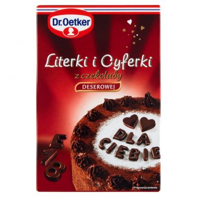 Dr. Oetker Literki i cyferki z czekolady deserowej 82 szt.