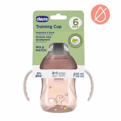 Chicco Kubek z twardym ustnikiem 200ml brzoskwiniowy 6m+ 200 ml