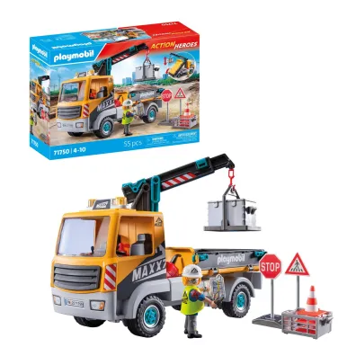 Playmobil Action Heroes Ci�ar�wka budowlana z d�wigiem 71750