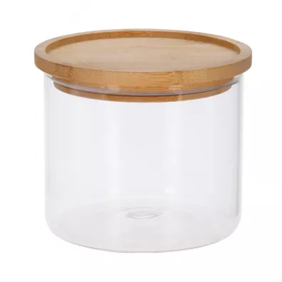 Excellent Houseware Soik szklany z pokryw bambusow 950 ml