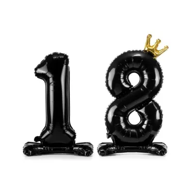 PartyDeco Stoj�cy balon foliowy 18 czarny 84cm