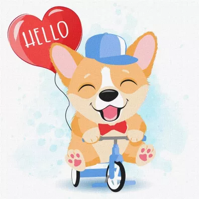 Ideyka Malowanie po numerach - Wesoy corgi 30x30cm