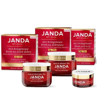 Janda Zestaw prezentowy Nici kolagenowe 70+: krem na dzie� dobry, krem na dobranoc, krem pod oczy 2 x 50 ml + 15 ml