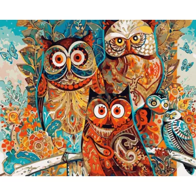 Twoje Hobby Malowanie po numerach - Tajemnicze sowy 30x40cm