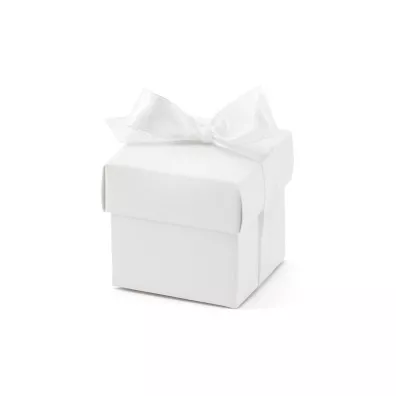 PartyDeco Pude�eczka z kokardk� bia�e 10 szt.