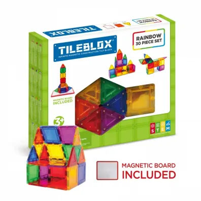 Tileblox. Zestaw t�czowy. 30 element�w Z TABLIC� MAGNETYCZN�