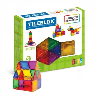 Tileblox. Zestaw t�czowy. 30 element�w Z TABLIC� MAGNETYCZN�