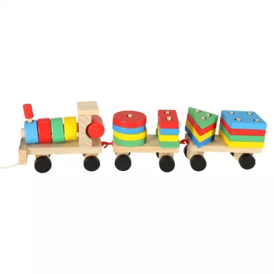 Kolejka pocig lokomotywa klocki drewniane sorter ukadanka zrcznociowa 30cm