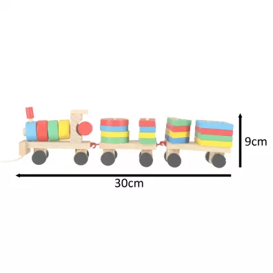 Kolejka pocig lokomotywa klocki drewniane sorter ukadanka zrcznociowa 30cm