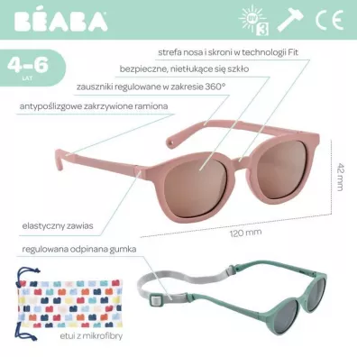 Beaba Okulary przeciwsoneczne dla dzieci 4-6 lat Sunny - Blush