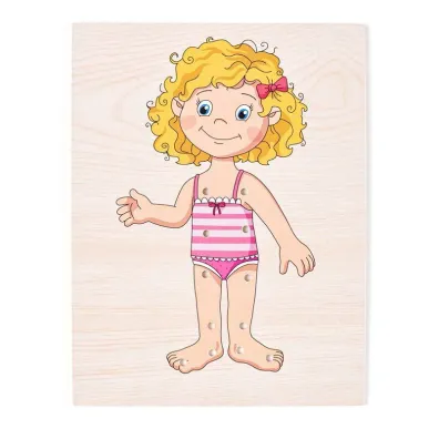 Drewniana uk�adanka Dziewczynka do przebierania Przeplatanka 90017 Woody Woodyland