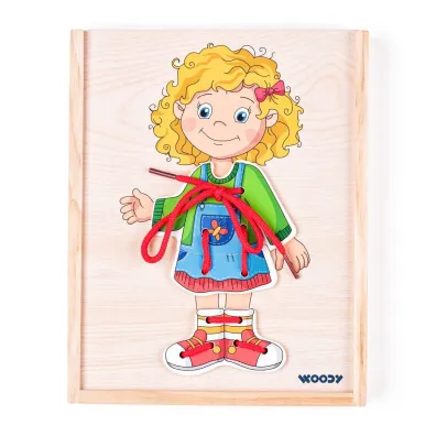 Drewniana uk�adanka Dziewczynka do przebierania Przeplatanka 90017 Woody Woodyland